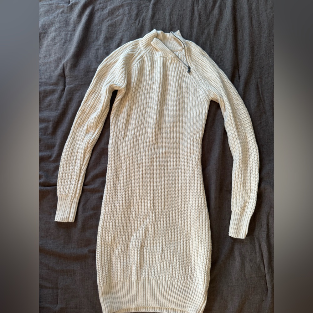 Cream Knit Sweater Dress